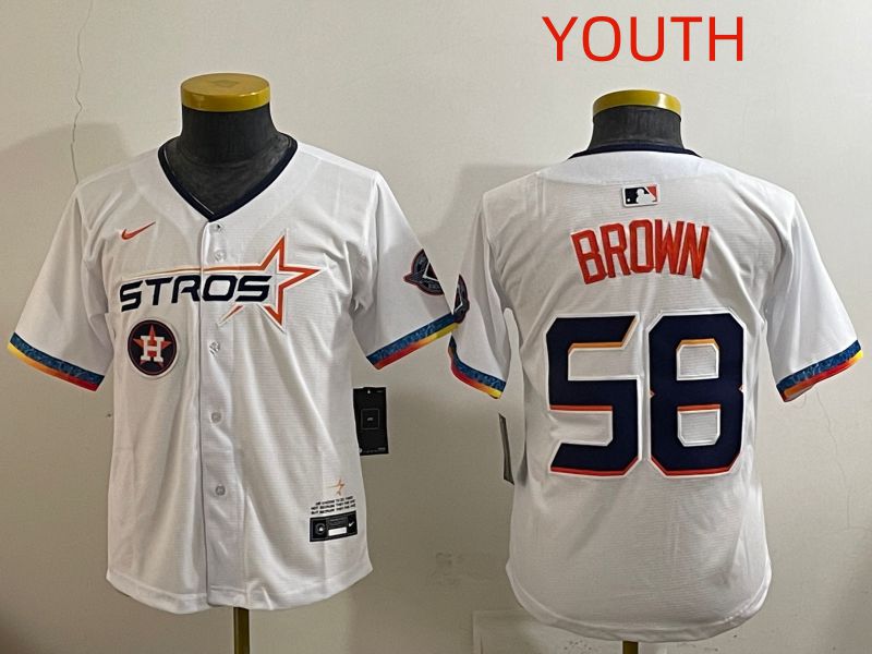 Youth Houston Astros #58 Brown White Fourth generation Joint Name 2025 Nike MLB Jersey style 1->youth mlb jersey->Youth Jersey